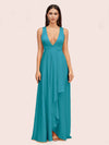 Elegant A-Line V-Neck Long Soft Satin Evening Prom Dresses Online