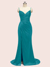 Sexy Mermaid Spaghetti Strap Long Side Slit Soft Satin Bridesmaid Dresses Online