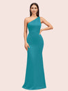 Sexy Mermaid One Shoulder Silky Satin Long Graduation Prom Dresses Online