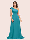 Elegant One Shoulder Long Soft Satin Bridesmaid Dresses Online