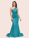 Sexy Backless One Shoulder Mermaid Soft Satin Party Prom Dresses Online