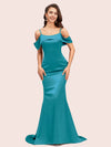 Sexy Mermaid Cold Shoulder Floor Length Long Soft Satin Bridesmaid Dresses Online