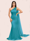 Unique Mermaid One Shoulder Long Soft Satin Formal Prom Dresses Online