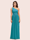 Elegant One Shoulder A-Line Long Soft Satin Bridesmaid Dresses Online