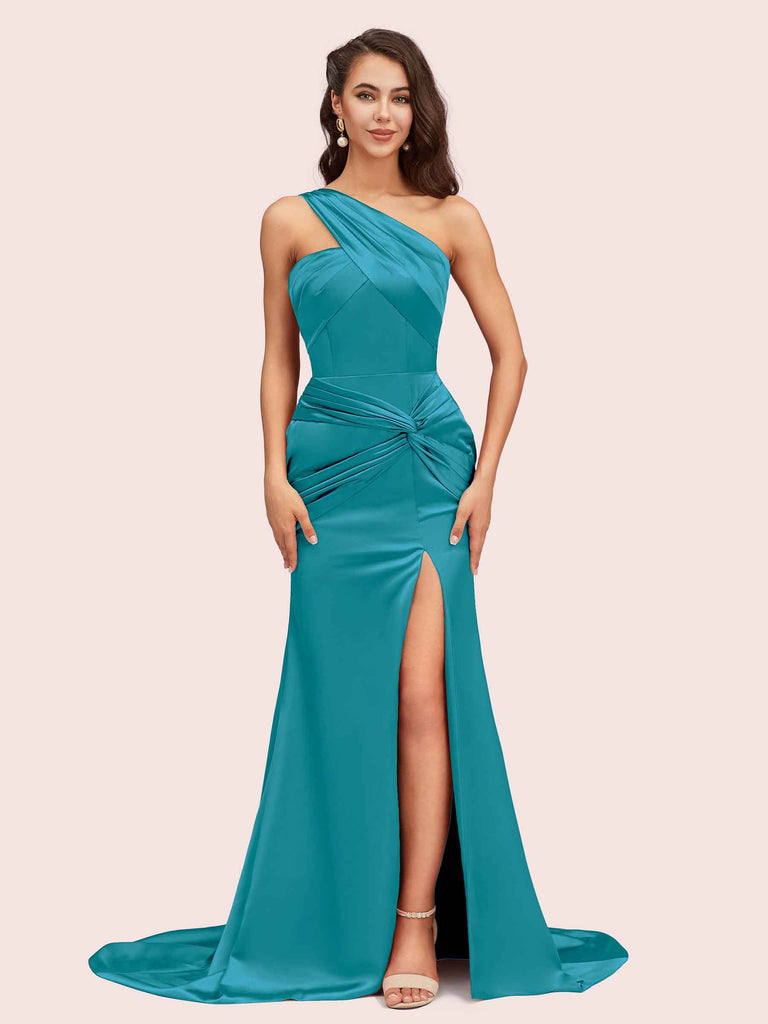 Emerald Green Sexy Chic Silky Mismatched Soft Satin Mermaid Long