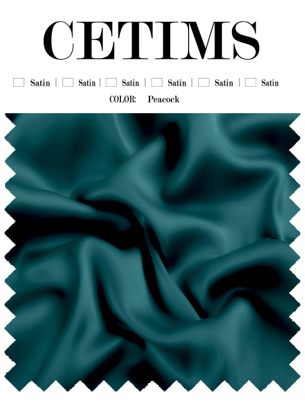 Soft Satin Fabric Swatch Peacock