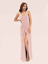 Sexy Velvet V-neck Sleeveless Side Slit Long Bridesmaid Dresses Online