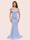 Sexy Off Shoulder Mermaid Long Soft Satin Bridesmaid Dresses 2023