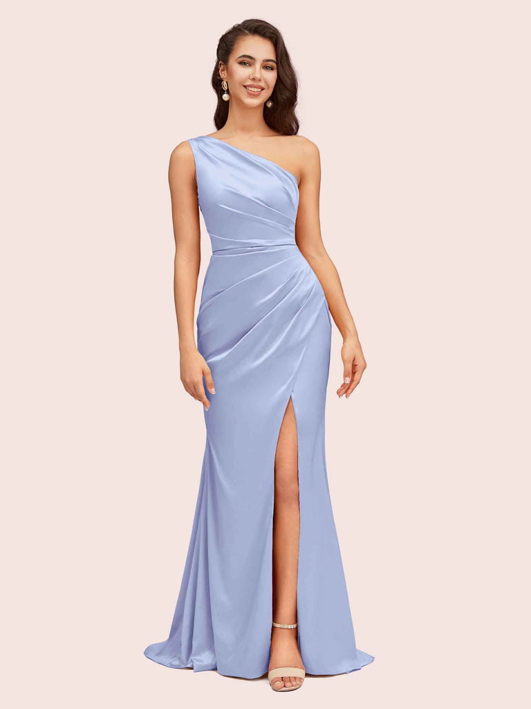 One Shoulder Mermaid Satin Bridesmaid Dresses