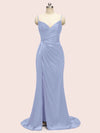 Sexy Mermaid Spaghetti Strap Long Side Slit Soft Satin Bridesmaid Dresses Online