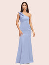 Elegant One Shoulder Mermaid Long Silky Satin Evening Prom Dresses Online
