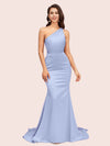 Elegant One Shoulder Mermaid Soft Satin Bridesmaid Dresses Online