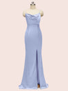 Sexy Criss Cross Spaghetti Straps Mermaid Long Satin Prom Dresses With Slit