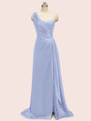 Sexy Side Slit One Shoulder Long Soft Satin Bridesmaid Dresses Online