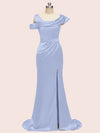 Sexy Side Slit Mermaid Long Soft Satin Bridesmaid Dresses Online