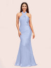Sexy Backless Halter Sleeveless Long Mermaid Satin Bridesmaid Dresses Online
