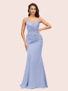Sexy Mermaid Spaghetti Straps Long Soft Satin Bridesmaid Dresses Online