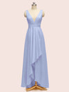 High Low V-Neck A-Line Unique Soft Satin Formal Prom Dresses Online