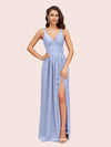 Sexy V Neck Long Soft Satin Side Slit Bridesmaid Dresses Online