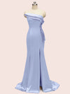 Elegant Strapless Side slit Mermaid One Shoulder Long Soft Satin Bridesmaid Dresses