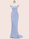 Elegant Spaghetti Straps Long Soft Satin Mermaid Evening Prom Dresses Online