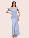 Sexy Mermaid Cold Shoulder Soft Satin Long Bridesmaid Dresses Online
