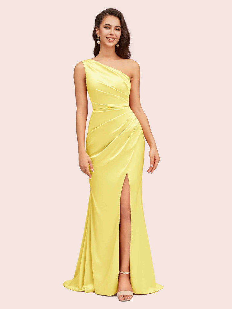 One Shoulder Mermaid Satin Bridesmaid Dresses