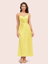 Elegant Spaghetti Straps A-Line Ankle Length Short Satin Bridesmaid Dresses Online