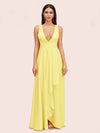 Elegant A-Line V-Neck Long Soft Satin Evening Prom Dresses Online