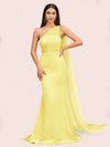 Unique Mermaid One Shoulder Long Soft Satin Formal Prom Dresses Online