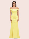 Sexy Off Shoulder Sleeveless Mermaid Long Soft Satin Party Prom Dresses