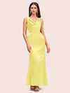 Elegant Cowl Neck Mermaid Long Soft Satin Party Prom Dresses Online