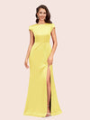 Sexy Open Back Mermaid Jewel Neck Long Soft Satin Bridesmaid Dresses Online