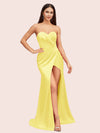 Sexy Mermaid Sweetheart Side Slit Soft Satin Bridesmaid Dresses Online For Sale