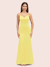 Sexy Mermaid Spaghetti Straps Long Soft Satin Bridesmaid Dresses Online