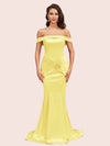 Sexy Off Shoulder Mermaid Long Silky Satin Formal Prom Dresses 2023