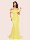 Sexy Mermaid Off Shoulder Long Soft Satin Formal Prom Dresses For Women