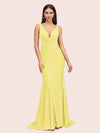 Sexy Backless Deep V-neck Long Soft Satin Mermaid Party Prom Dresses Online