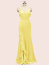 Sexy Mermaid Spaghetti Strap V-neck Long Soft Satin Bridesmaid Dresses Online