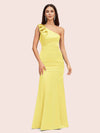 Elegant One Shoulder Mermaid Long Soft Satin Bridesmaid Dresses Online