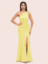 Sexy Mermaid One Shoulder Side Slit Soft Satin Bridesmaid Dresses Online