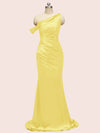 Sexy Mermaid Spaghetti Straps Long Soft Satin Bridesmaid Dresses With Slit