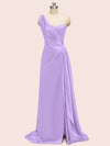 Sexy Side Slit One Shoulder Long Soft Satin Bridesmaid Dresses Online