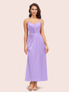 Elegant Spaghetti Straps A-Line Ankle Length Short Satin Bridesmaid Dresses Online