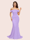 Sexy Mermaid Off Shoulder Long Soft Satin Formal Prom Dresses For Women