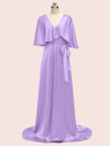 Bat Sleeves Elegant Long Soft Satin Bridesmaid Dresses Online