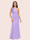 Elegant One Shoulder Mermaid Long Silky Satin Evening Prom Dresses Online