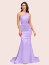 Sexy Backless One Shoulder Mermaid Soft Satin Party Prom Dresses Online