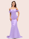 Sexy Mermaid Cold Shoulder Long Soft Satin Party Prom Dresses For Women