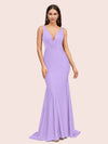 Sexy Backless Deep V-neck Long Soft Satin Mermaid Party Prom Dresses Online